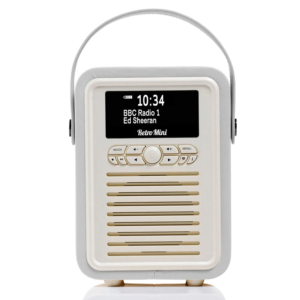 VQ Retro Mini DAB  Portable Radio with Bluetooth Speaker (Light Grey)