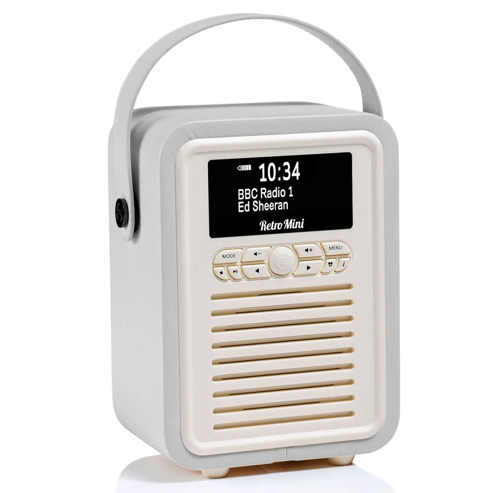 VQ Retro Mini DAB  Portable Radio with Bluetooth Speaker (Light Grey)