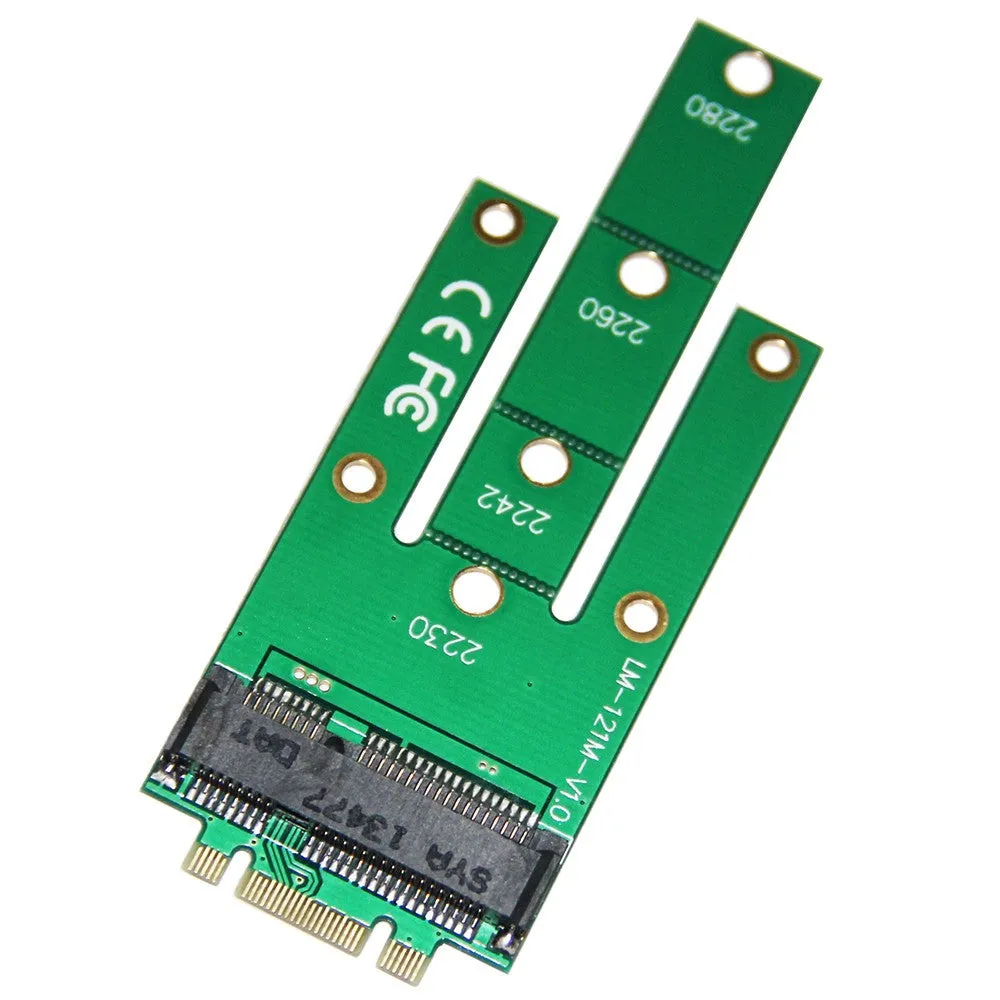 WBTUO LM-121M PCI-E M.2 Convert Card NGff Key B Key M to mSATA Connector Adapter Green