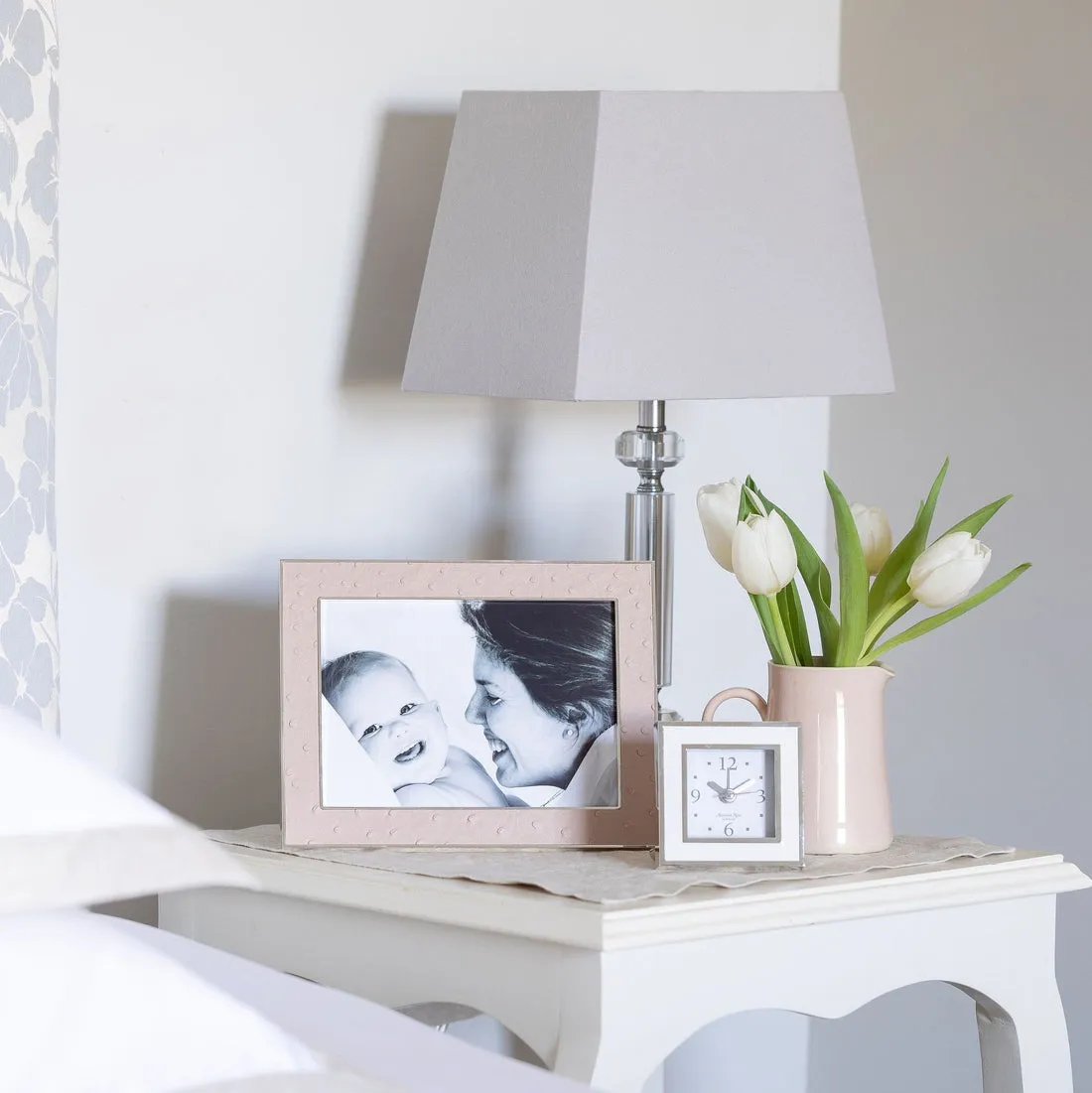 White & Silver Square Alarm Clock