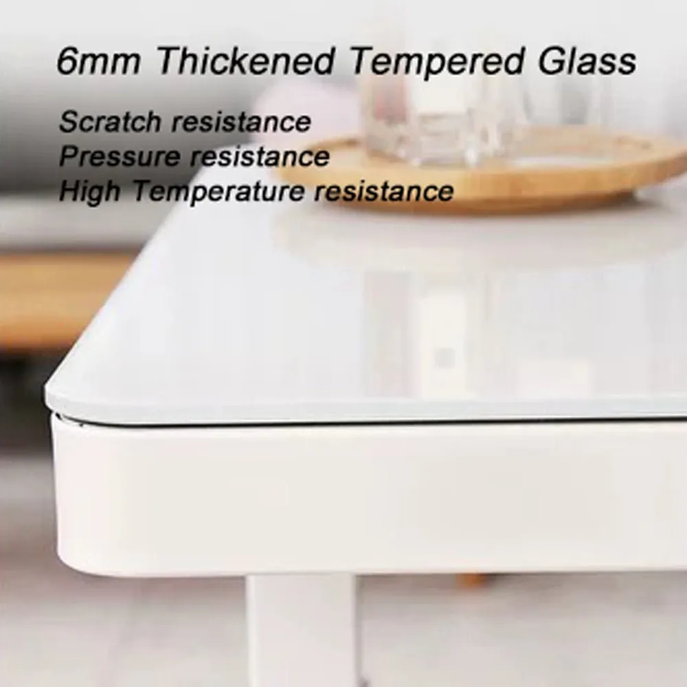 White Color Electric Standing Desk Electric Height Adjustable Sit Stand Workstation Toughened Glass Top Single Motor Wireless Charger