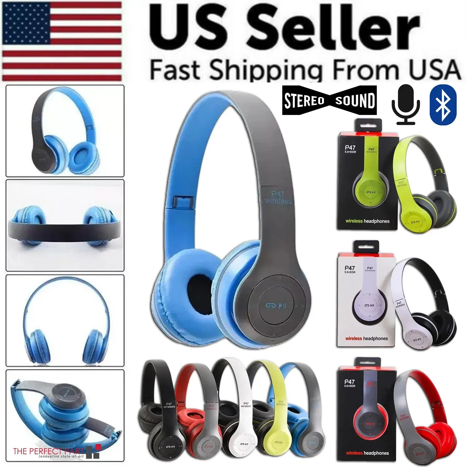 Wireless Bluetooth 5.0 Headphones Headset Over-Ear FM Radio MIC