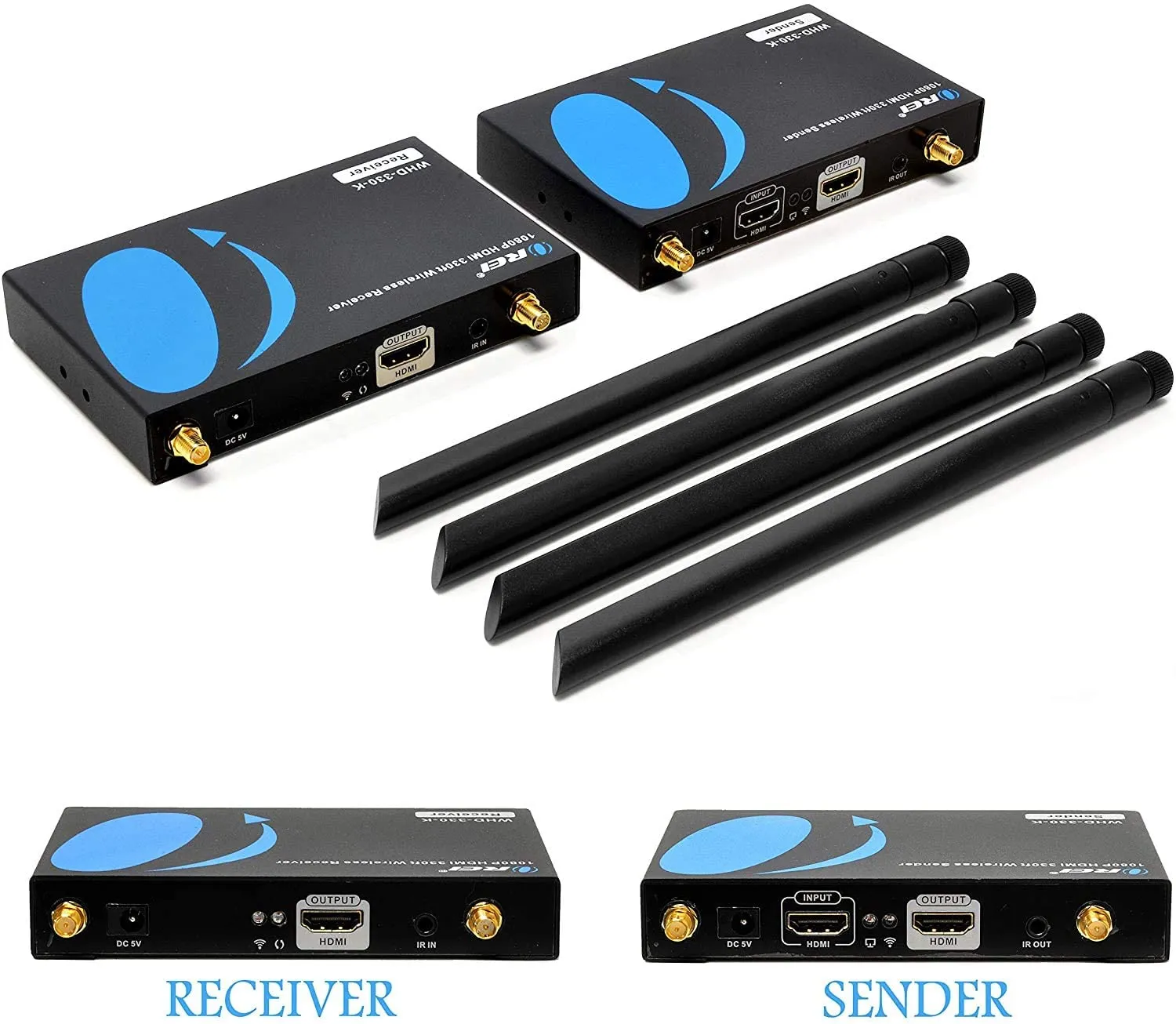 Wireless HDMI Transmitter & Receiver Extender upto 330 ft- IR Support 5G Transmission (WHD-330-K)