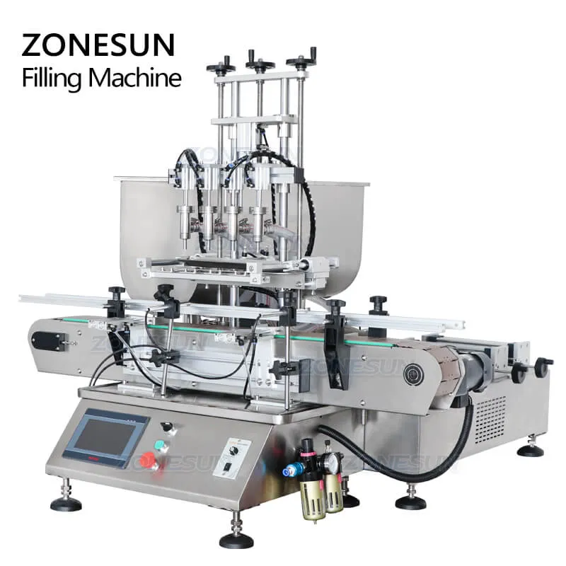 ZS-DTGT4T Automatic Desktop Lotion Cream Jam Bottle Piston Pump Liquid Paste Filling Machine