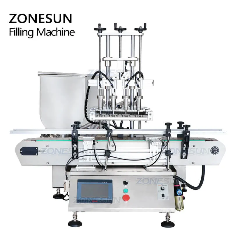 ZS-DTGT4T Automatic Desktop Lotion Cream Jam Bottle Piston Pump Liquid Paste Filling Machine